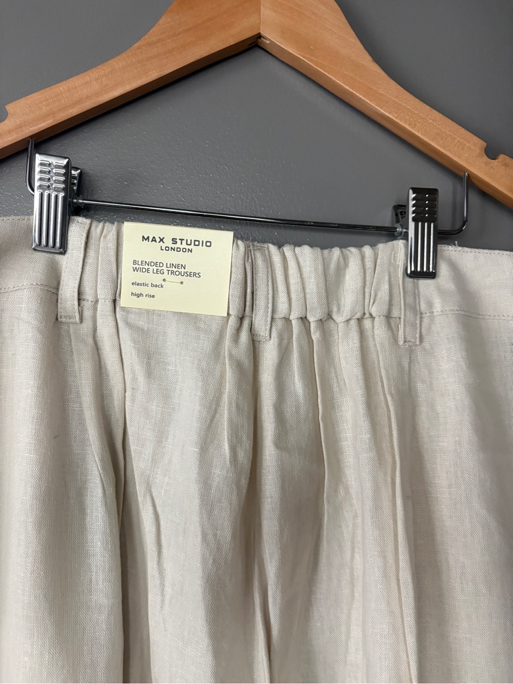 Natural Beige Wide-Leg Linen-Blend Pants - Picture 4 of 7